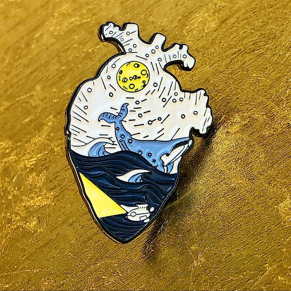5/$30! 
Ocean Whale Human Heart Enamel Pin